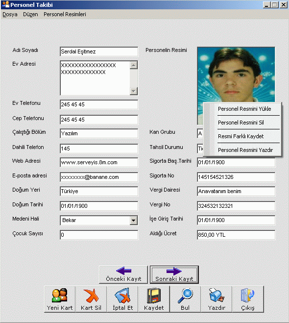 Personel Takip Ekran�