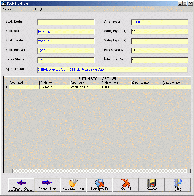 Stok Kartlar� Ekran�