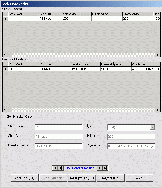 Stok Hareketleri Ekran�