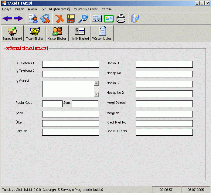 M��terinin Ticari Bilgileri