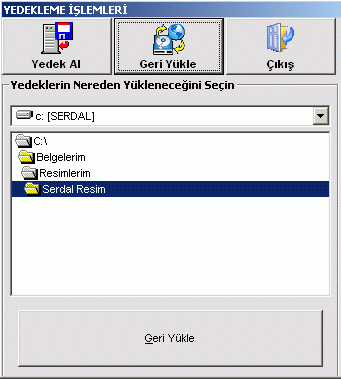 Yede�i Geri Y�kleme Ekran�